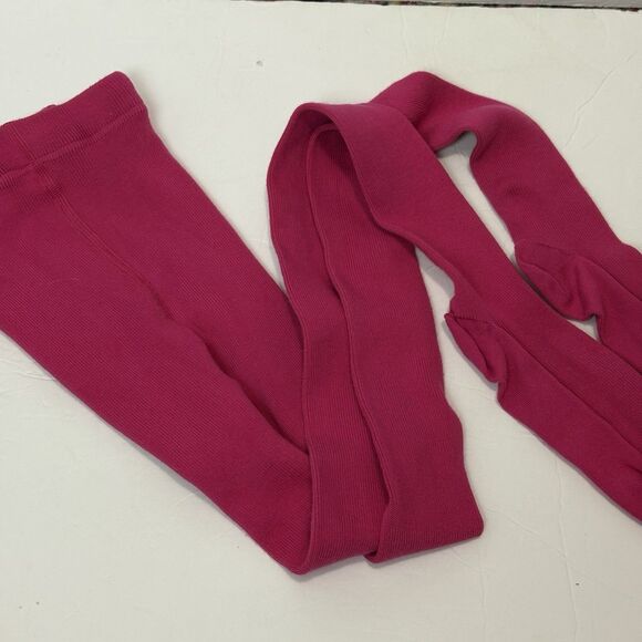 Hanna Andersson Footed Tights Kids 10 Pink Ribbed Nylon Blend High Waist Pull On - Picture 1 of 5